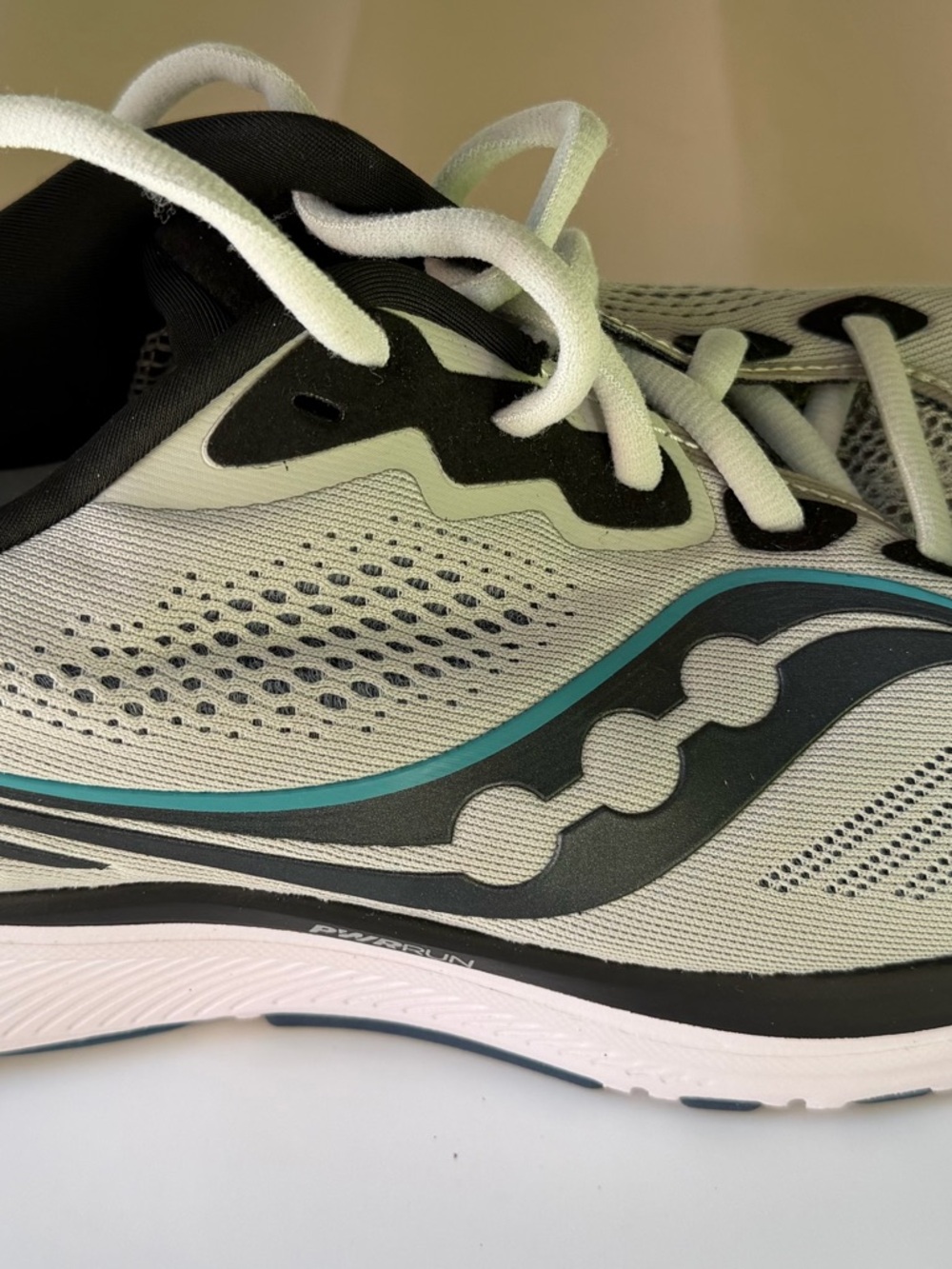 Saucony Men’s Light Gray Running Shoes with Teal Accent PWR Run Ride14 10W - Picture 10 of 14